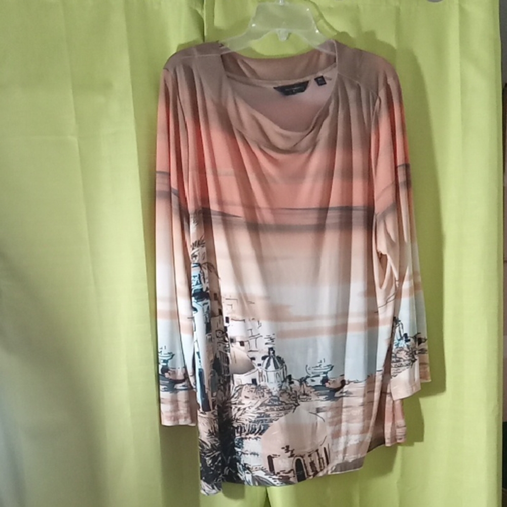 Investments Peach and Blue Tunic Top